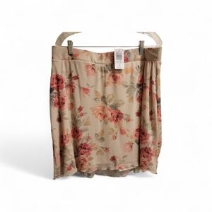 torrid Beige A-Line Skirt with Pink Floral Print